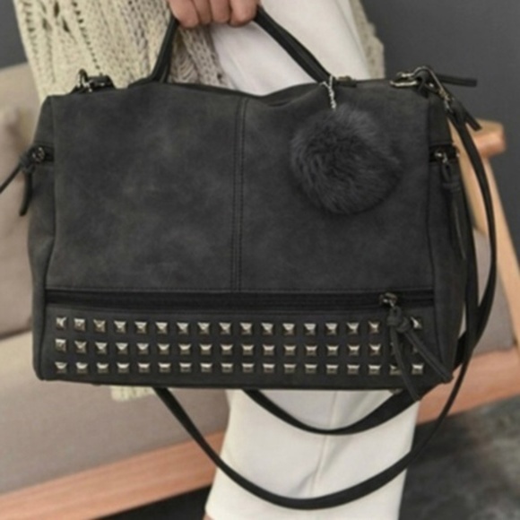 Handbags - 'Charlie' Vegan Leather Studded Crossbody